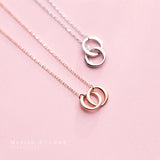 Geometric Round Interlock Silver Pendant Necklace for Women