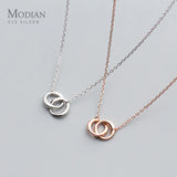 Geometric Round Interlock Silver Pendant Necklace for Women
