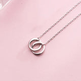 Geometric Round Interlock Silver Pendant Necklace for Women