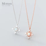 Luminous CZ Snowflake Silver Pendant Necklace for Women