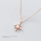 Luminous CZ Snowflake Silver Pendant Necklace for Women