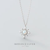 Luminous CZ Snowflake Silver Pendant Necklace for Women