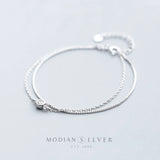 Luminous Clear CZ Double Layer Bracelet 925 Sterling Silver Fine Jewelry