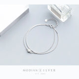 Luminous Clear CZ Double Layer Bracelet 925 Sterling Silver Fine Jewelry