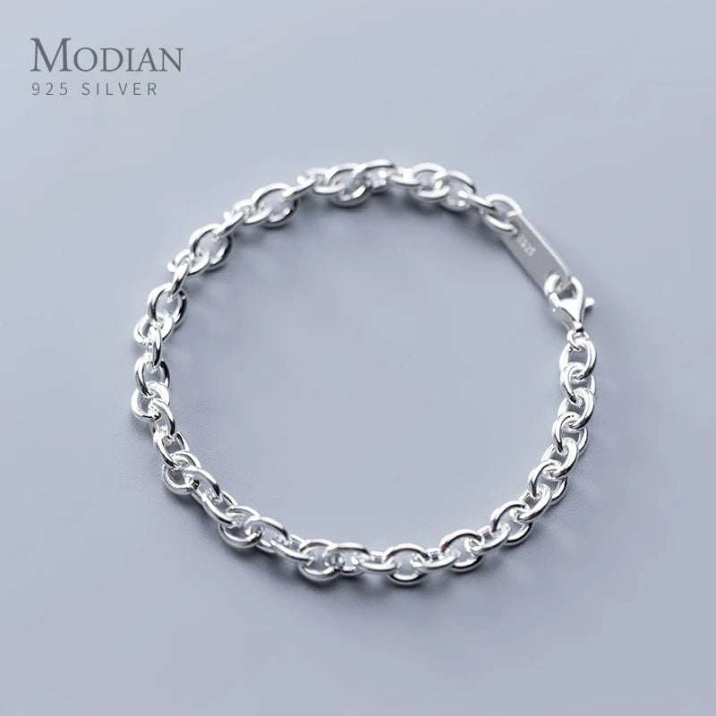 Minimalism Chain Bracelet 925 Sterling Silver Geometric Korea Style Fine Jewelry