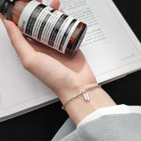 925 Silver Engraved Letter Geometric Oval Bracelet Women Adjustable Jewelry