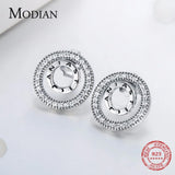 925 Silver Double Round Stud Earrings for Women Wedding Jewelry