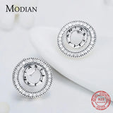 925 Silver Double Round Stud Earrings for Women Wedding Jewelry