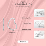 925 Sterling Silver Heart Love Hoop Earrings for Women