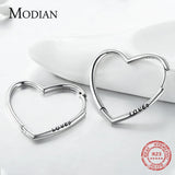 925 Sterling Silver Heart Love Hoop Earrings for Women