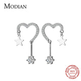 925 Silver Stars Hearts Swing Zircon Earrings