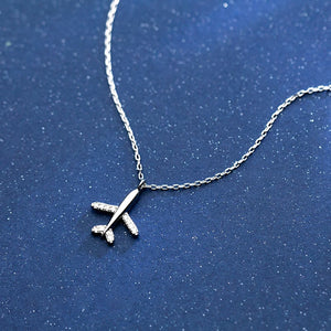 Sterling Silver Tiny Hope Plane Necklace for Women