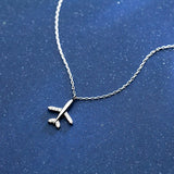 Sterling Silver Tiny Hope Plane Necklace for Women