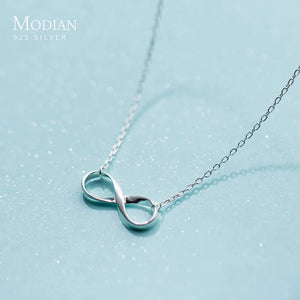 Silver 925 Romantic Infinite Love Pendant Necklace for Women