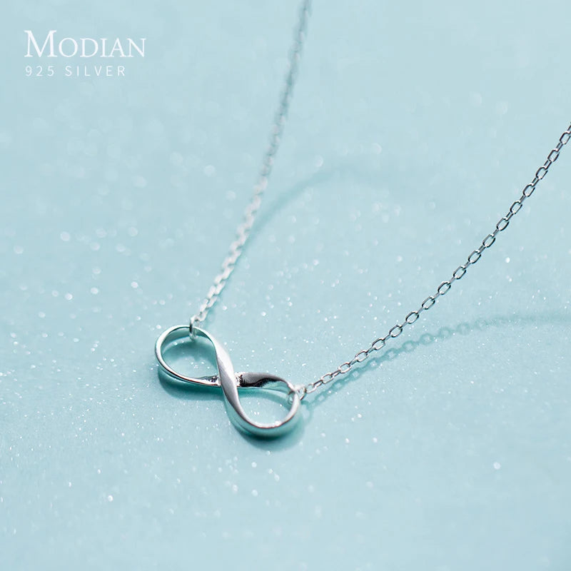 Silver 925 Romantic Infinite Love Pendant Necklace for Women