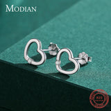 925 Silver Hearts CZ Stud Earrings Rose Ear Women Jewelry
