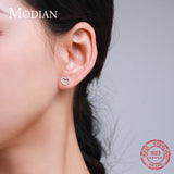 925 Silver Hearts CZ Stud Earrings Rose Ear Women Jewelry