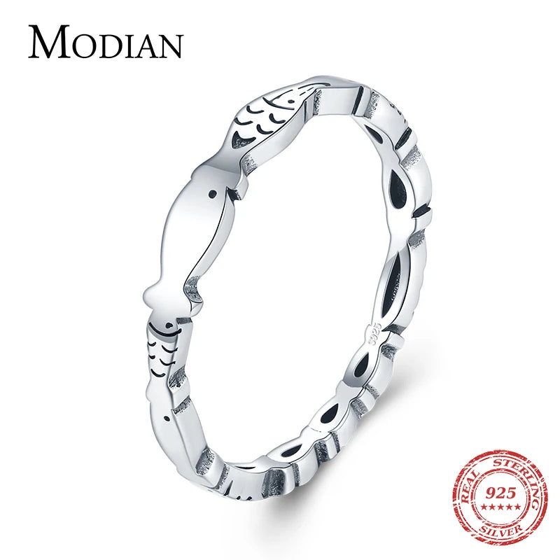 Fish Stackable Ring 925 Sterling Silver Finger Ring Jewelry