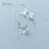 925 Silver Butterfly Drop Earrings Japanese Style Fine Jewelry