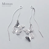 925 Silver Butterfly Drop Earrings Japanese Style Fine Jewelry