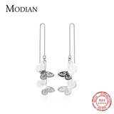 925 Silver Butterfly Drop Earrings Japanese Style Fine Jewelry