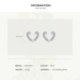 925 Silver Hearts Hoop Earrings for Women Wedding Gift