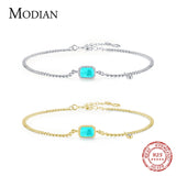 925 Silver Tourmaline Paraiba Bracelet Chain Women Wedding Jewelry