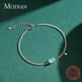 925 Silver Tourmaline Paraiba Bracelet Chain Women Wedding Jewelry