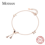 Zircon Butterfly Tassel Anklet 925 Sterling Silver Adjustable