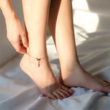 Zircon Butterfly Tassel Anklet 925 Sterling Silver Adjustable