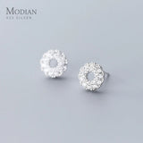 Radiant Zircon Circle Silver Stud Earring for Women Engagement Gift