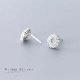 Radiant Zircon Circle Silver Stud Earring for Women Engagement Gift