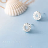 Radiant Zircon Circle Silver Stud Earring for Women Engagement Gift