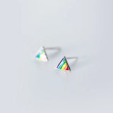 Enamel Stars Stud Earrings 925 Silver Jewelry Women Christmas Gift