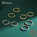 Sparkling Rainbow Zirconia Hoop Earrings 925 Sterling Silver Women Jewelry
