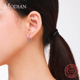 Sparkling Rainbow Zirconia Hoop Earrings 925 Sterling Silver Women Jewelry