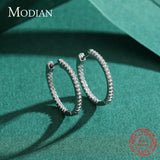 Sparkling Rainbow Zirconia Hoop Earrings 925 Sterling Silver Women Jewelry