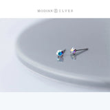 Rainbow CZ Stud Earrings 925 Silver Wedding Jewelry Women