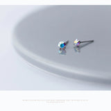 Rainbow CZ Stud Earrings 925 Silver Wedding Jewelry Women