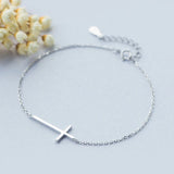 925 Silver Cross Chain Link Women Bracelet Valentine Gift
