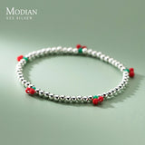 925 Silver Cherry Beads Bracelet for Women - Adjustable Charm Jewelry