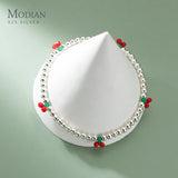 925 Silver Cherry Beads Bracelet for Women - Adjustable Charm Jewelry