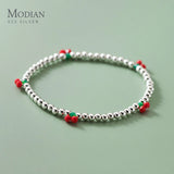 925 Silver Cherry Beads Bracelet for Women - Adjustable Charm Jewelry