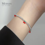 925 Silver Cherry Beads Bracelet for Women - Adjustable Charm Jewelry
