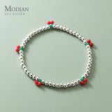 925 Silver Cherry Beads Bracelet for Women - Adjustable Charm Jewelry