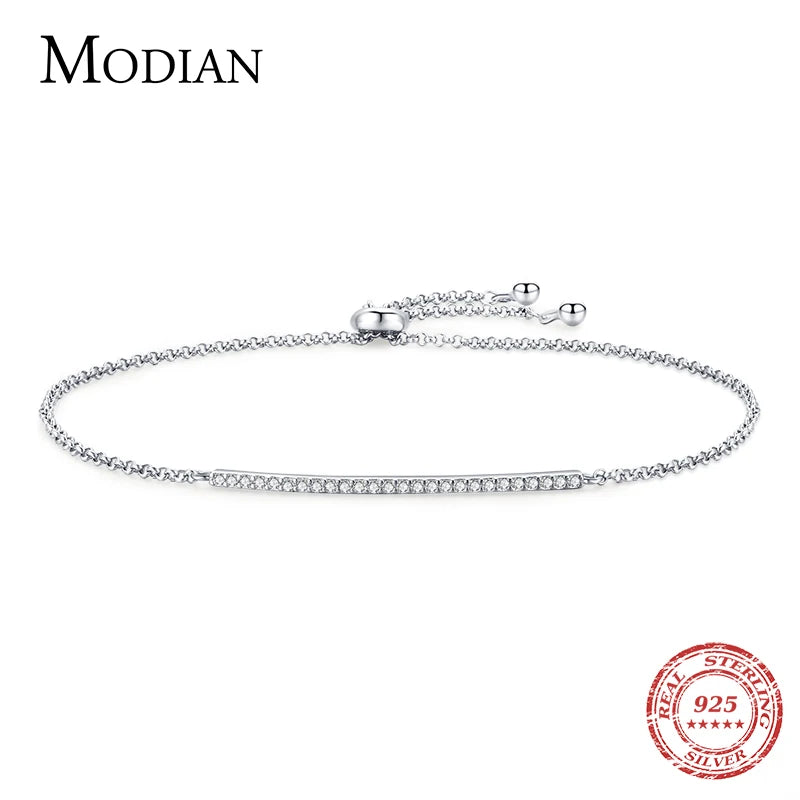 925 Silver CZ Adjustable Link Bracelet For Women