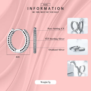 925 Silver Hearts Hoop Earrings CZ Jewelry Women Wedding Gift