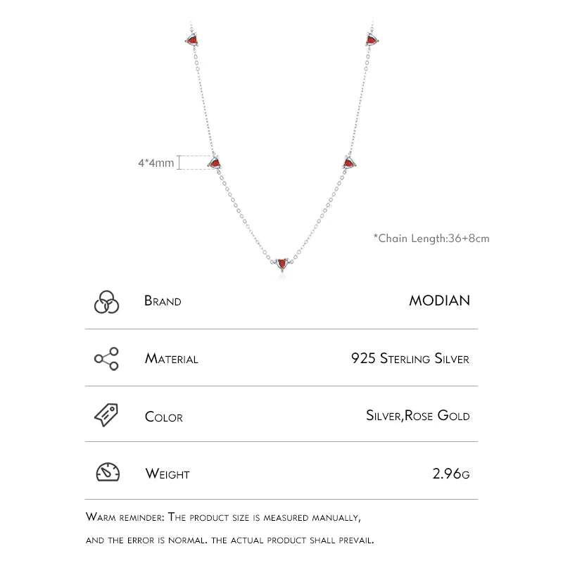 925 Silver Zirconia Heart Pendant Necklace for Women