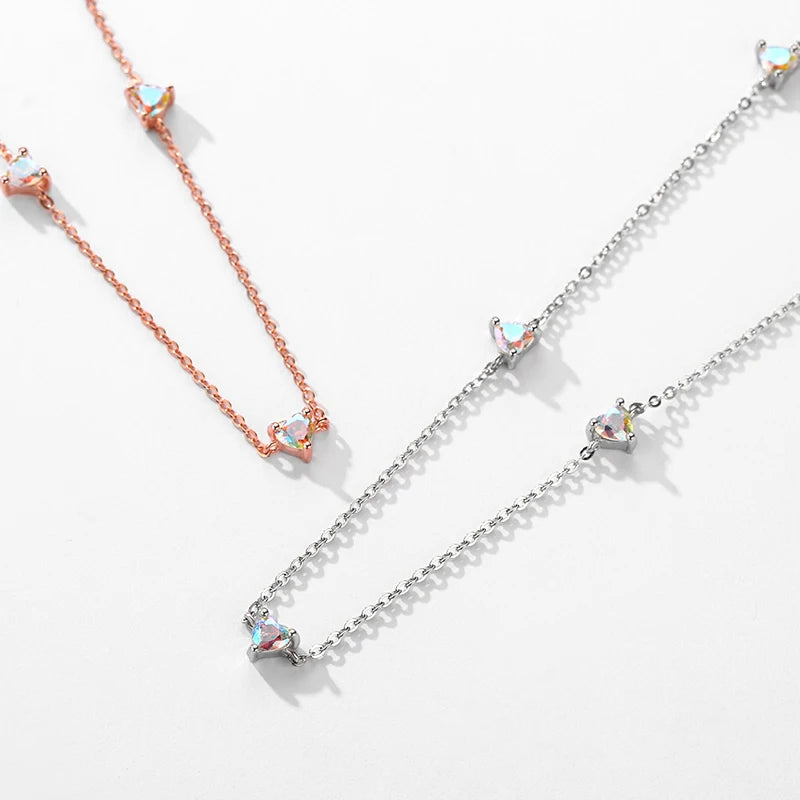 925 Silver Zirconia Heart Pendant Necklace for Women