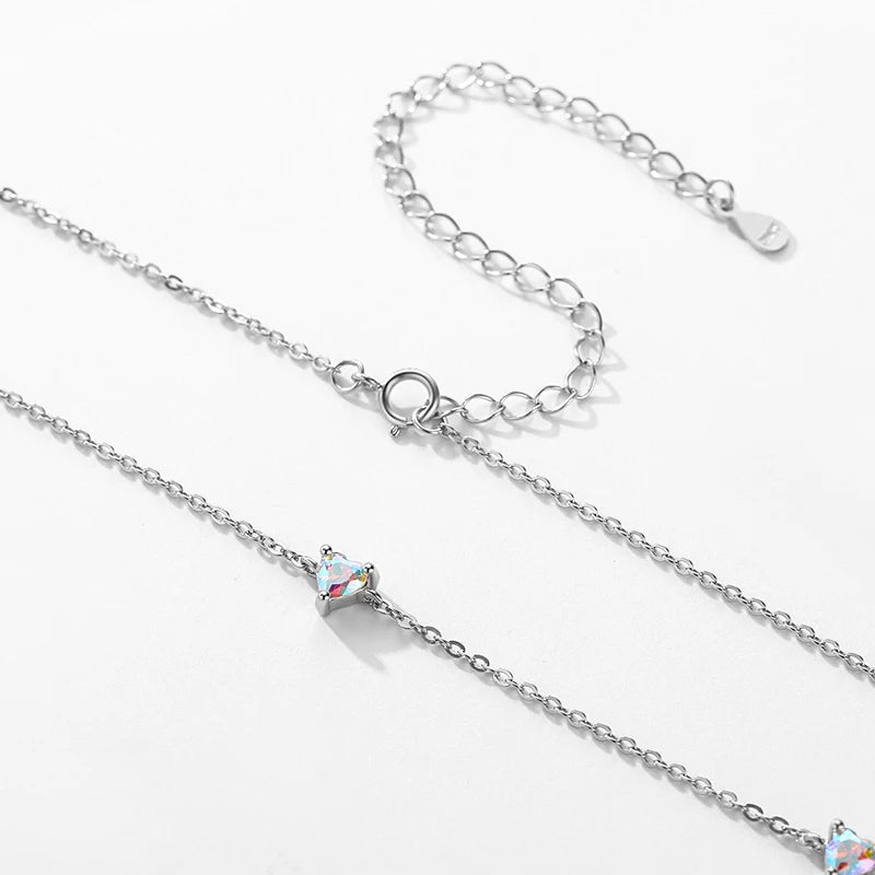 925 Silver Zirconia Heart Pendant Necklace for Women